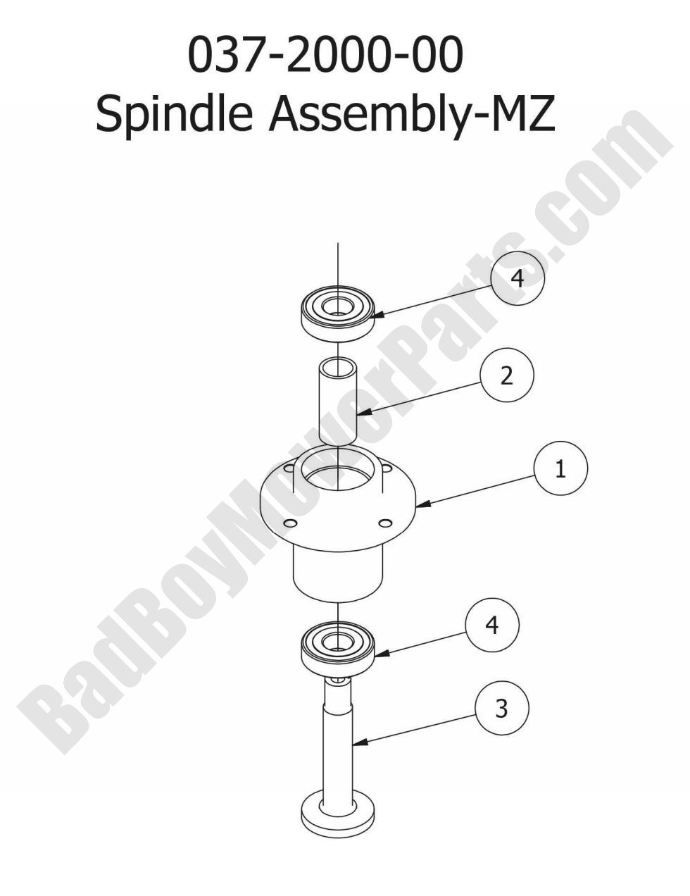 1200 - Bad Boy Mower Parts Lookup > 2015 > MZ > Spindle (Detail)