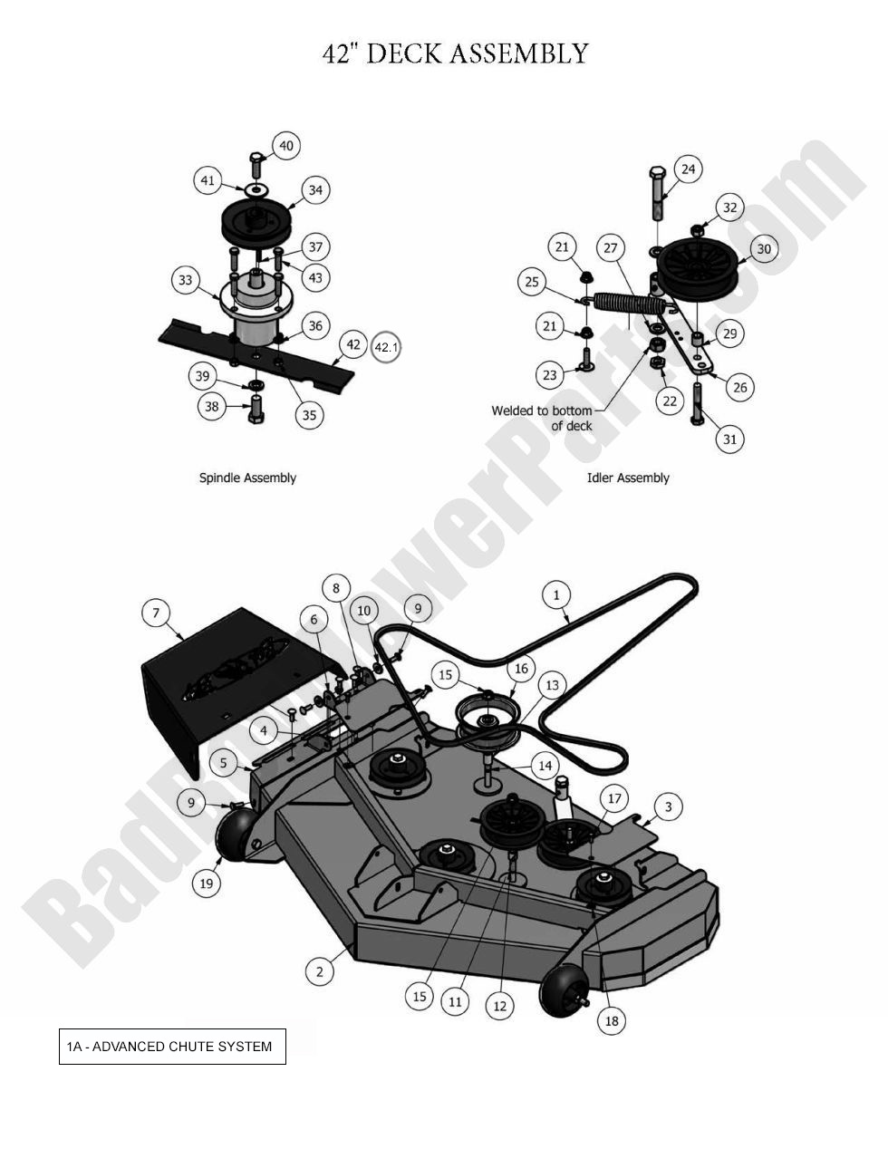 540 - Bad Boy Mower Parts Lookup > 2010 > MZ > 42\" Deck Assembly