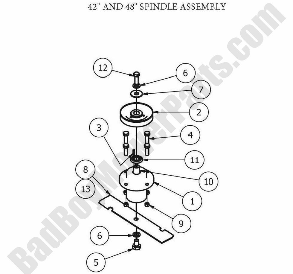 722 - Bad Boy Mower Parts Lookup > 2012 > MZ > Spindle Assembly