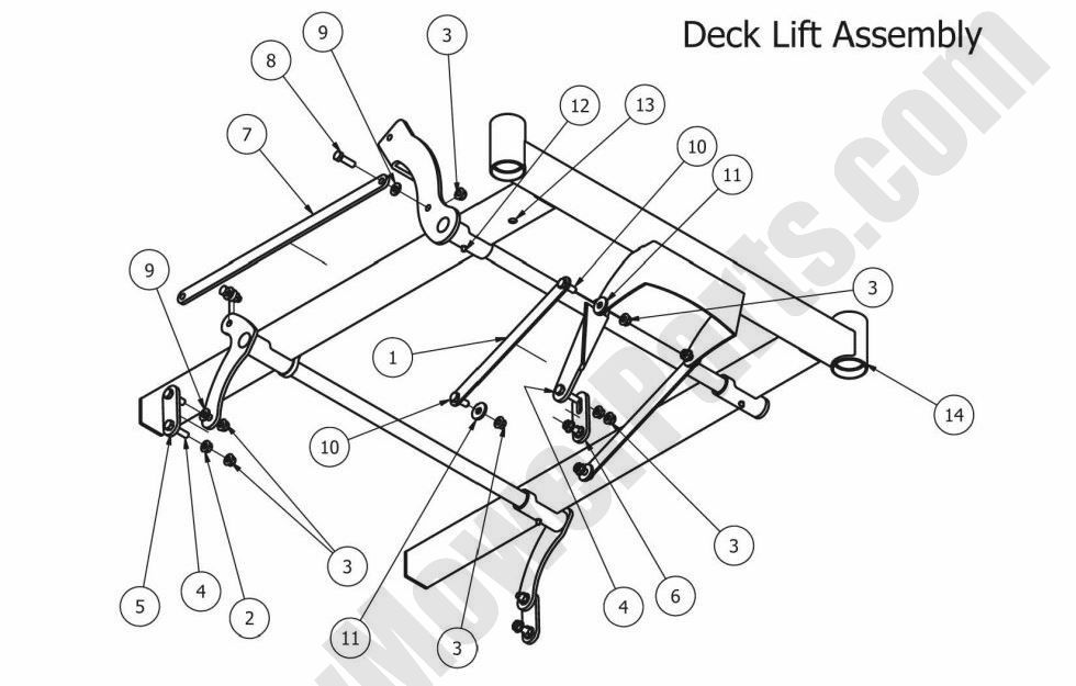726 - Bad Boy Mower Parts Lookup > 2012 > MZ > Deck Lift Assembly