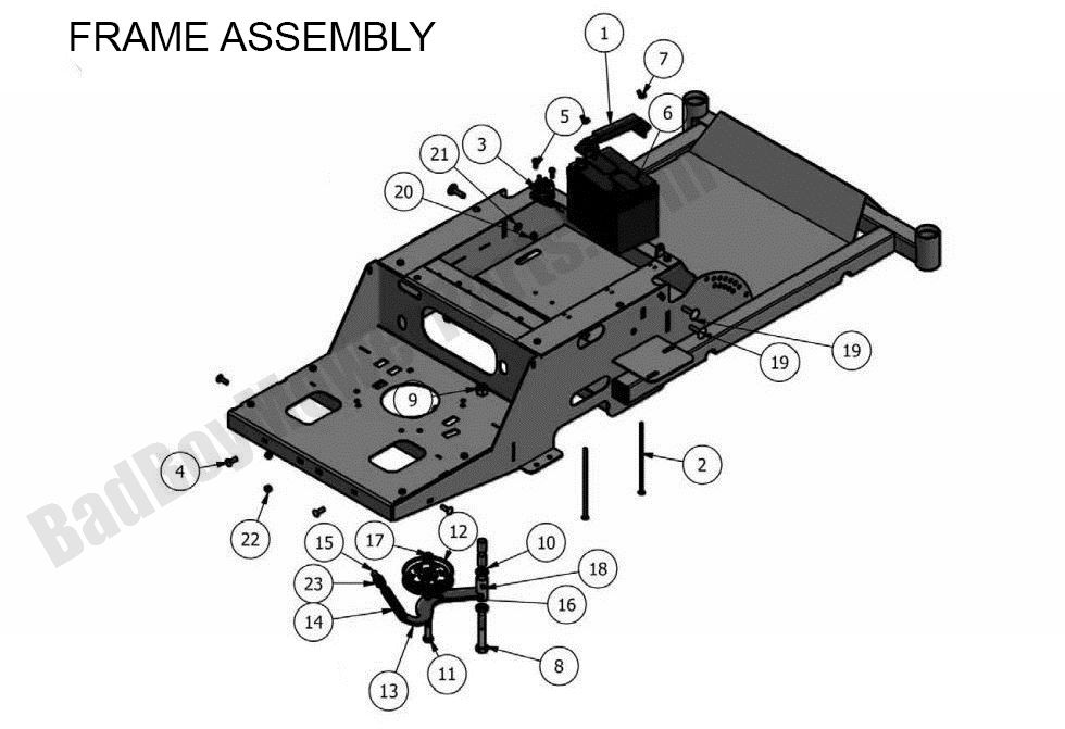 910 - Bad Boy Mower Parts Lookup > 2011 > MZ > Frame Assembly