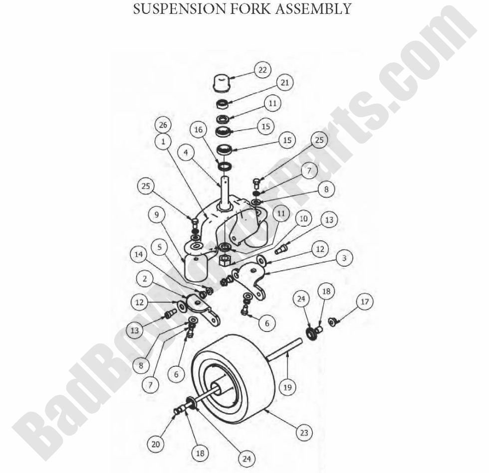 761 - Bad Boy Mower Parts Lookup > 2012 > Outlaw XP > Suspension Fork Assembly