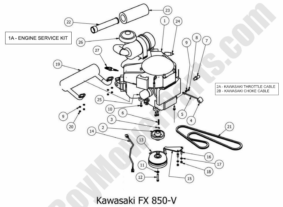 876 - Bad Boy Mower Parts Lookup > 2013 > Outlaw XP > Engine - Kawasaki FX850
