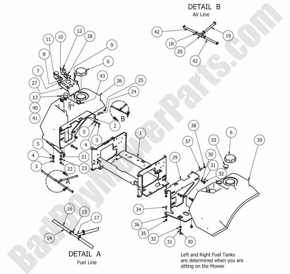 879 - Bad Boy Mower Parts Lookup > 2013 > Outlaw XP > Fuel Tank & Controls