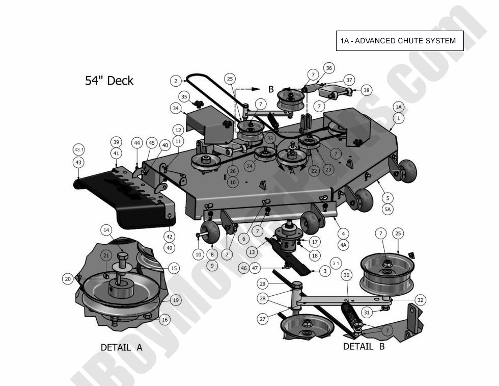 550 - Bad Boy Mower Parts Lookup > 2010 > Outlaw & Outlaw Extreme > 54\" Deck Assembly