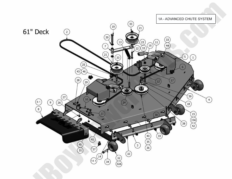 551 - Bad Boy Mower Parts Lookup > 2010 > Outlaw & Outlaw Extreme > 61\" Deck Assembly