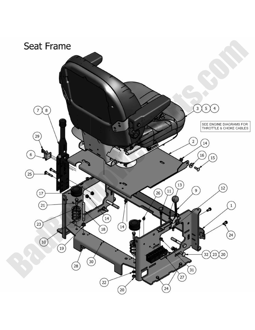 561 - Bad Boy Mower Parts Lookup > 2010 > Outlaw & Outlaw Extreme > Seat Frame