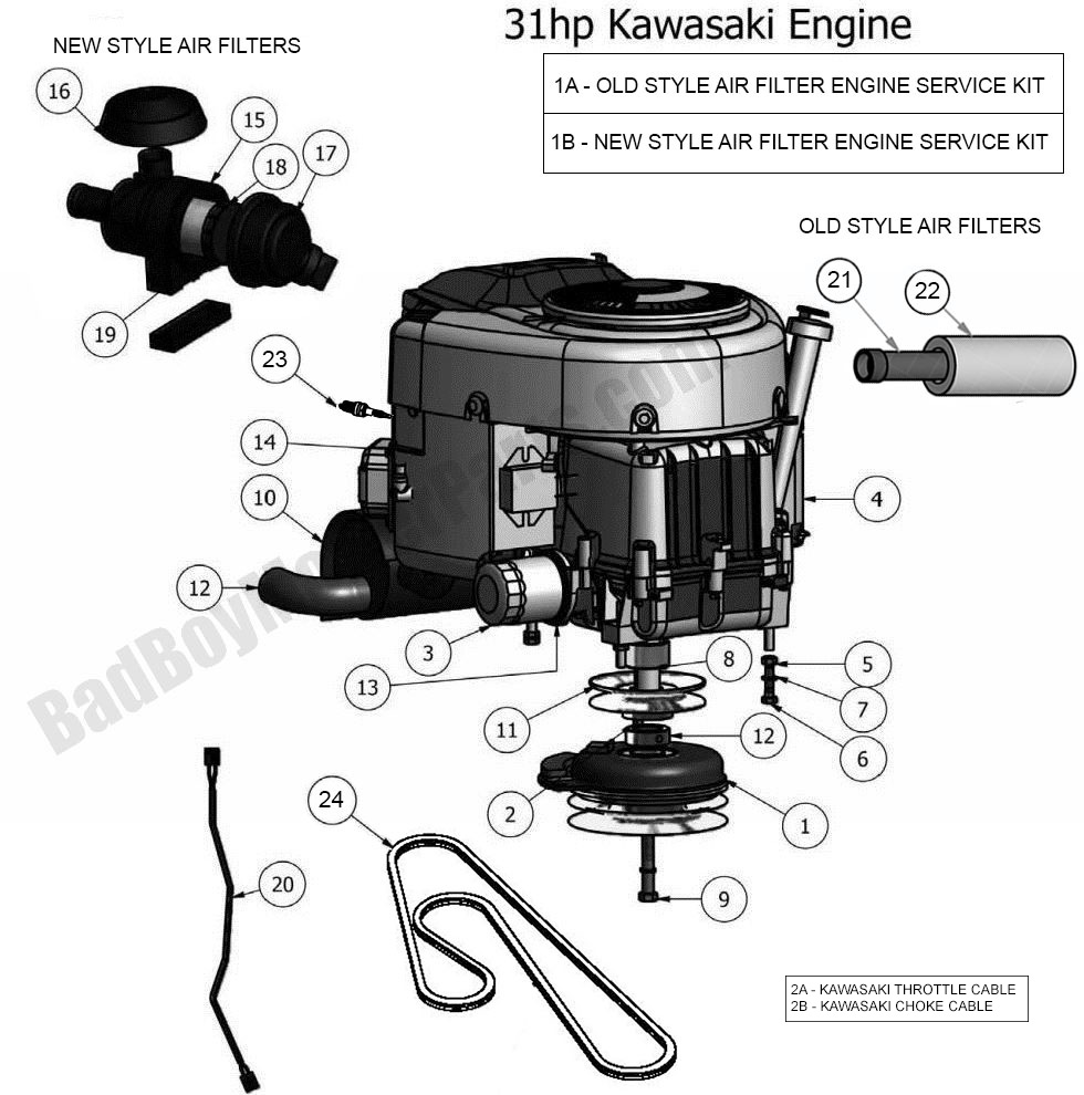 662 - Bad Boy Mower Parts Lookup > 2011 > Outlaw & Outlaw Extreme > Engine - Kawasaki 31HP
