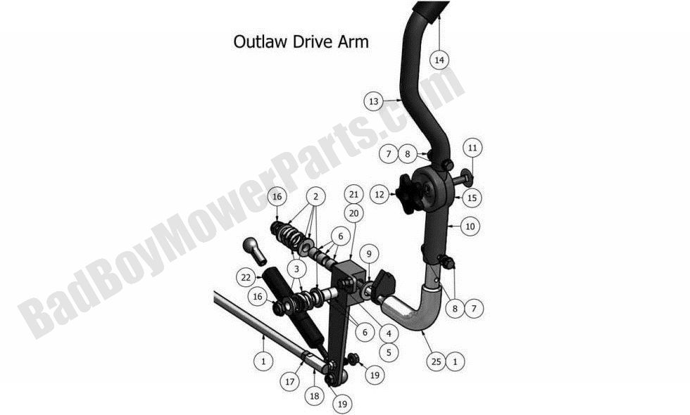 669 - Bad Boy Mower Parts Lookup > 2011 > Outlaw & Outlaw Extreme > Drive Arm