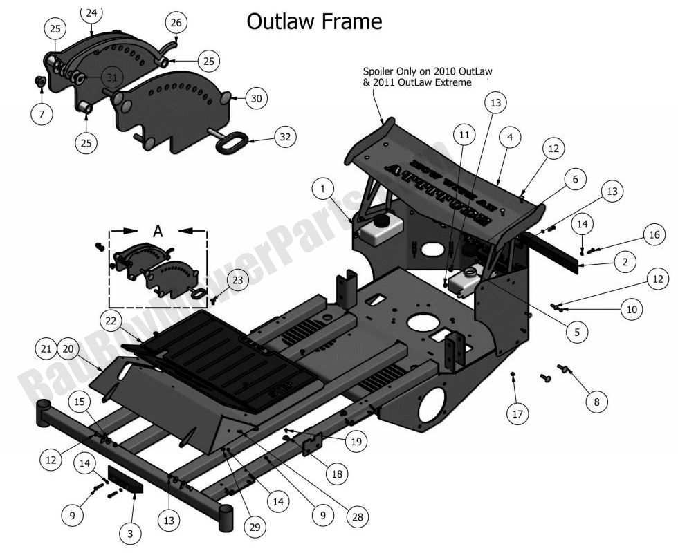 670 - Bad Boy Mower Parts Lookup > 2011 > Outlaw & Outlaw Extreme > Frame