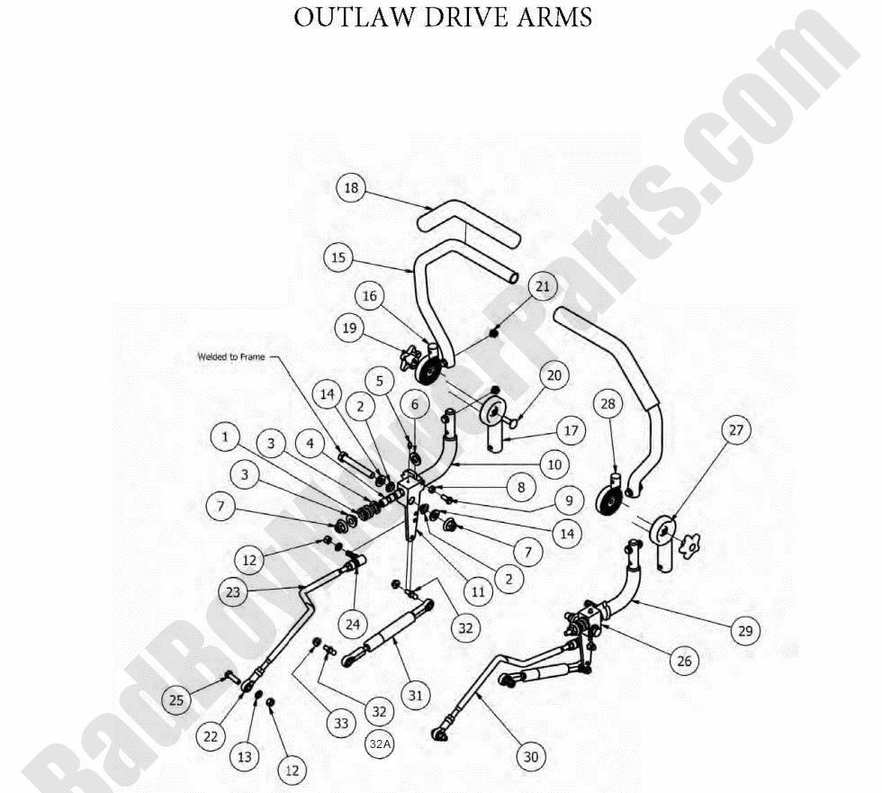 742 - Bad Boy Mower Parts Lookup > 2012 > Outlaw & Outlaw Extreme > Drive Arms