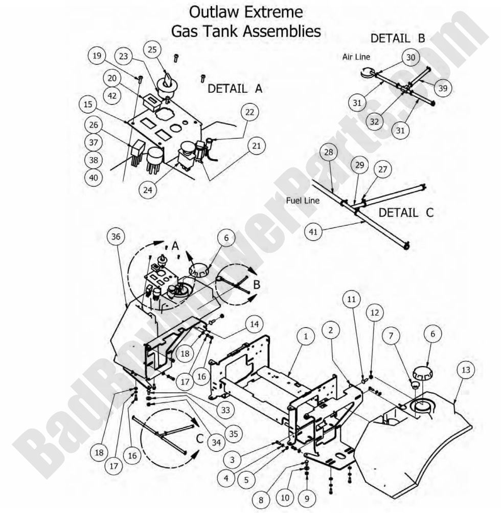 743 - Bad Boy Mower Parts Lookup > 2012 > Outlaw & Outlaw Extreme > Fuel Tank (Extreme Models)