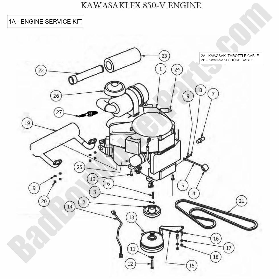 747 - Bad Boy Mower Parts Lookup > 2012 > Outlaw & Outlaw Extreme > Engine - Kawasaki FX850