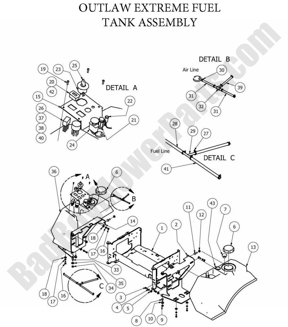 864 - Bad Boy Mower Parts Lookup > 2013 > Outlaw & Outlaw Extreme > Fuel Tank (Extreme)