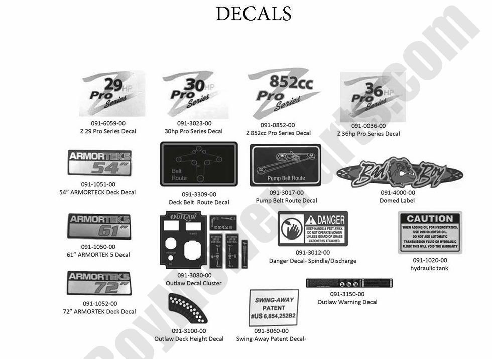 855 - Bad Boy Mower Parts Lookup > 2013 > Outlaw & Outlaw Extreme > Decals