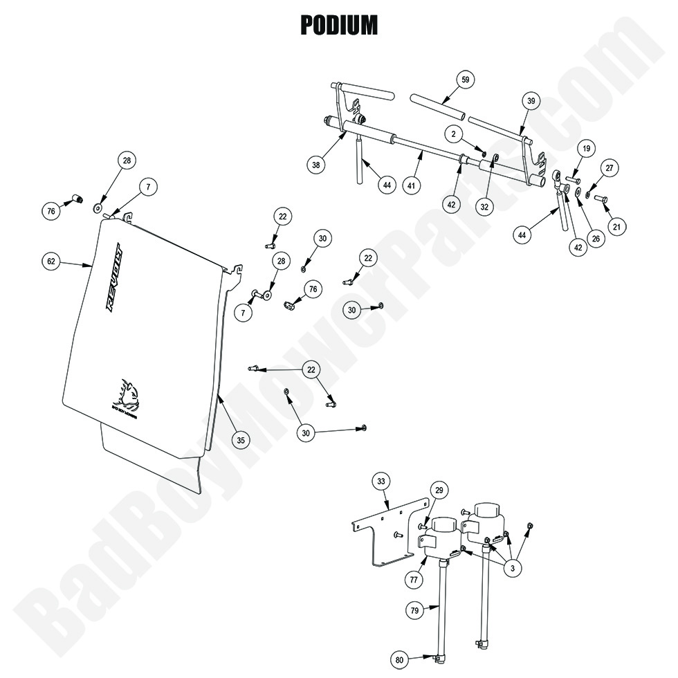 3555 - Bad Boy Mower Parts Lookup > 2024 > Revolt SD > Podium