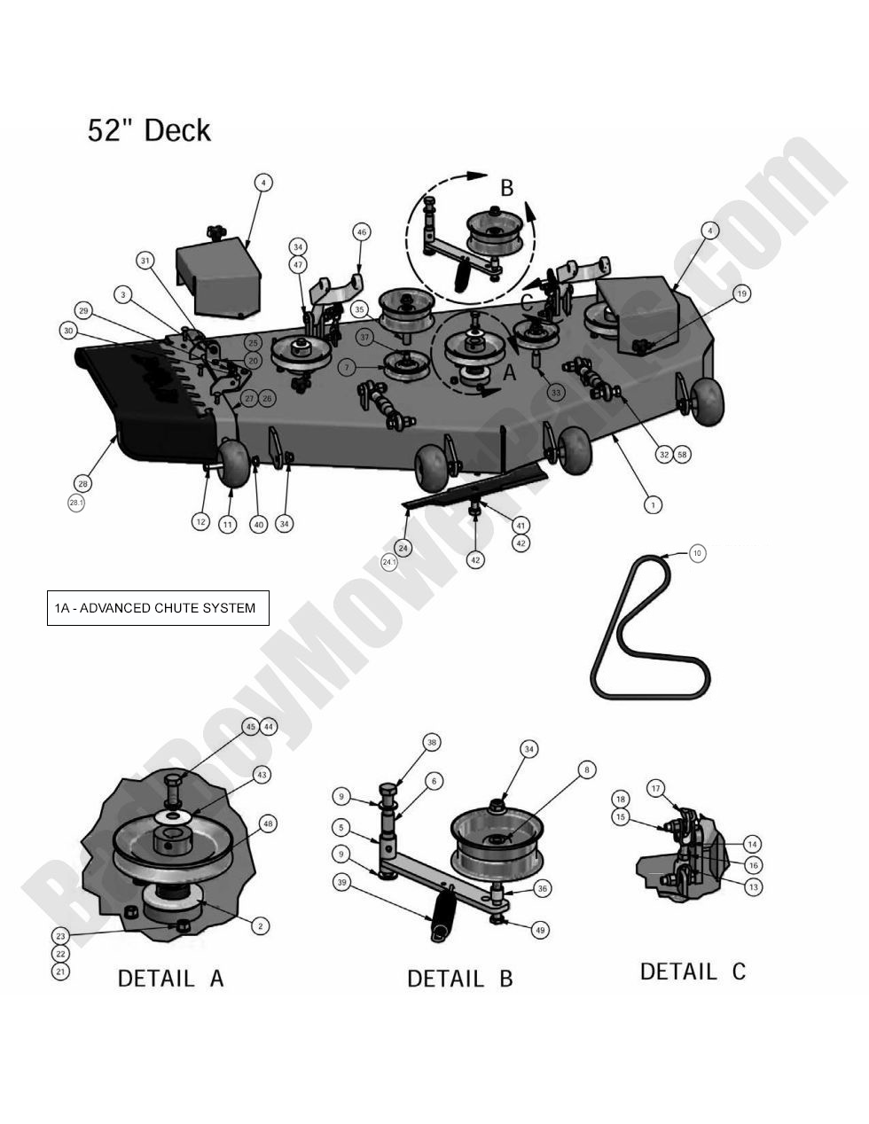 564 - Bad Boy Mower Parts Lookup > 2010 > Pup and Lightning > 52\" Deck Assembly