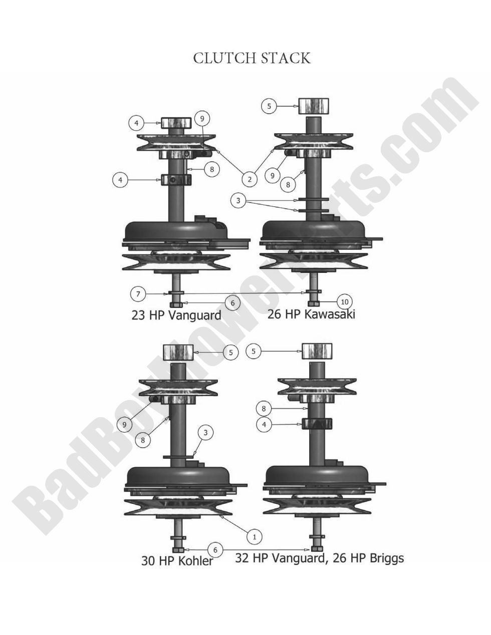 568 - Bad Boy Mower Parts Lookup > 2010 > Pup and Lightning > Clutch Stack