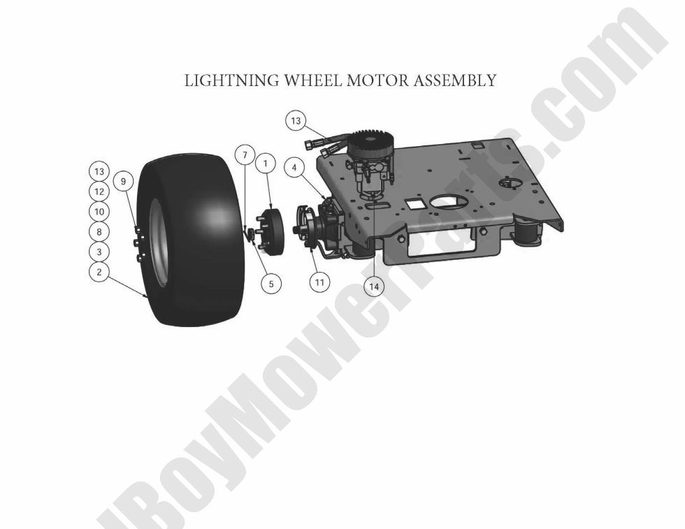 576 - Bad Boy Mower Parts Lookup > 2010 > Pup and Lightning > Wheel Motor (Lightning Models)