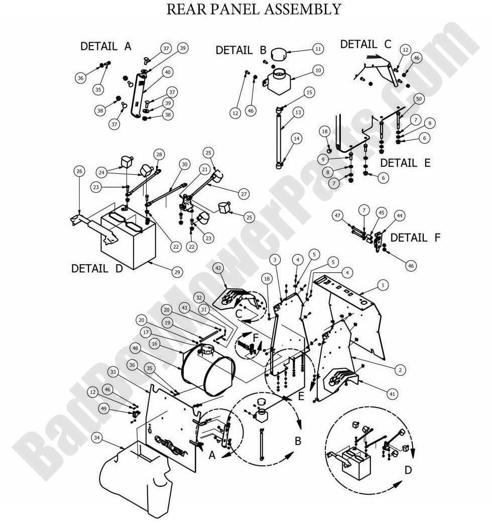 772 - Bad Boy Mower Parts Lookup > 2012 > Stand-On > Rear Panel Assembly