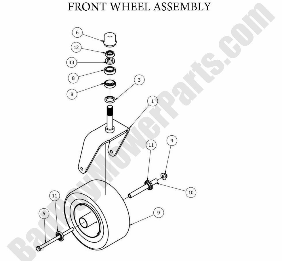 891 - Bad Boy Mower Parts Lookup > 2013 > Stand-On > Front Wheel Assembly
