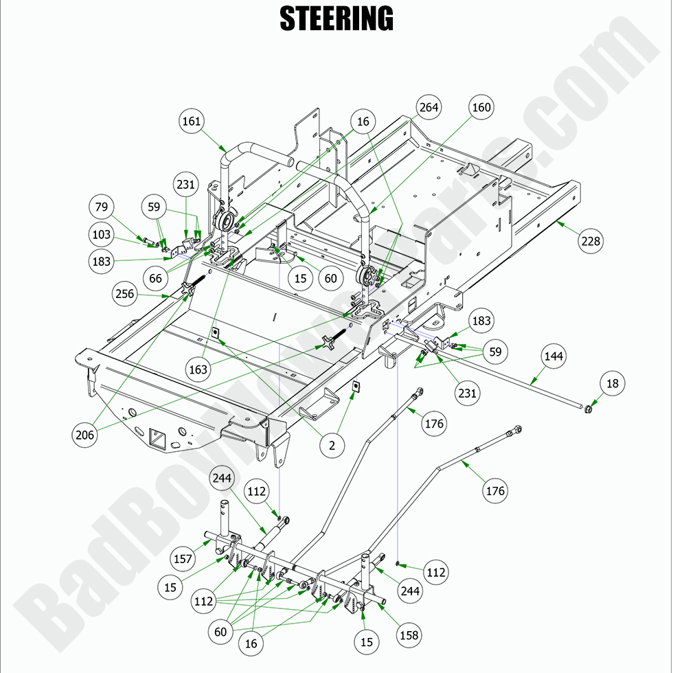 2877 - Bad Boy Mower Parts Lookup > 2022 > Renegade - Gas > Steering