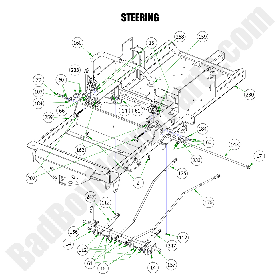 3197 - Bad Boy Mower Parts Lookup > 2023 > Renegade - Gas > Steering