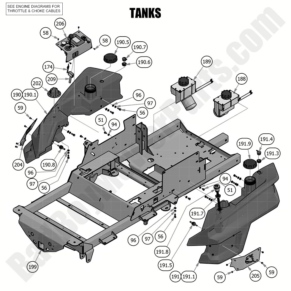 1979 - Bad Boy Mower Parts Lookup > 2019 > Renegade - Gas > Fuel Tanks