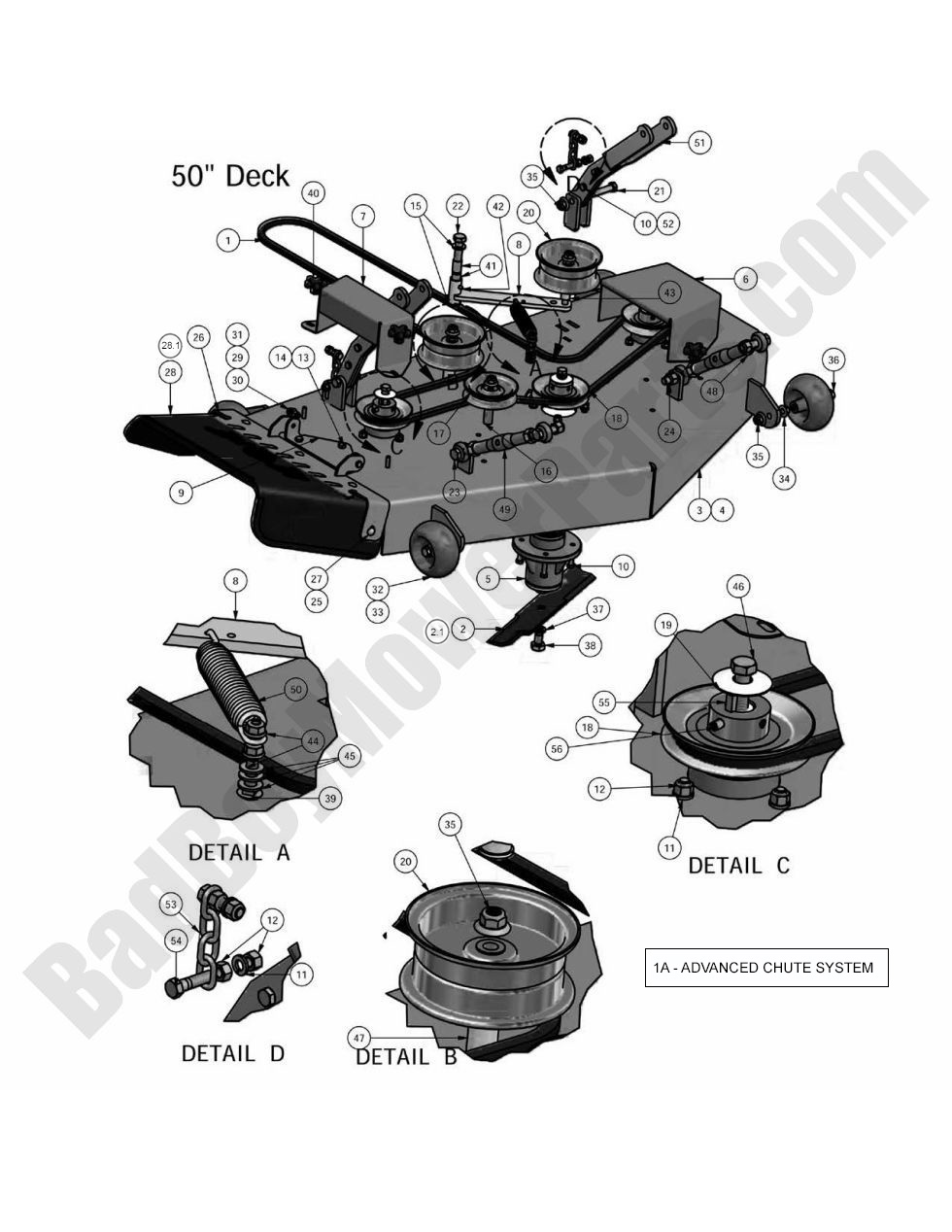 580 - Bad Boy Mower Parts Lookup > 2010 > ZT > 50\" Deck Assembly