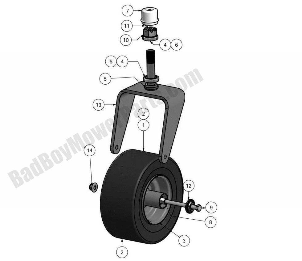 686 - Bad Boy Mower Parts Lookup > 2011 > ZT > Front Wheel Assembly