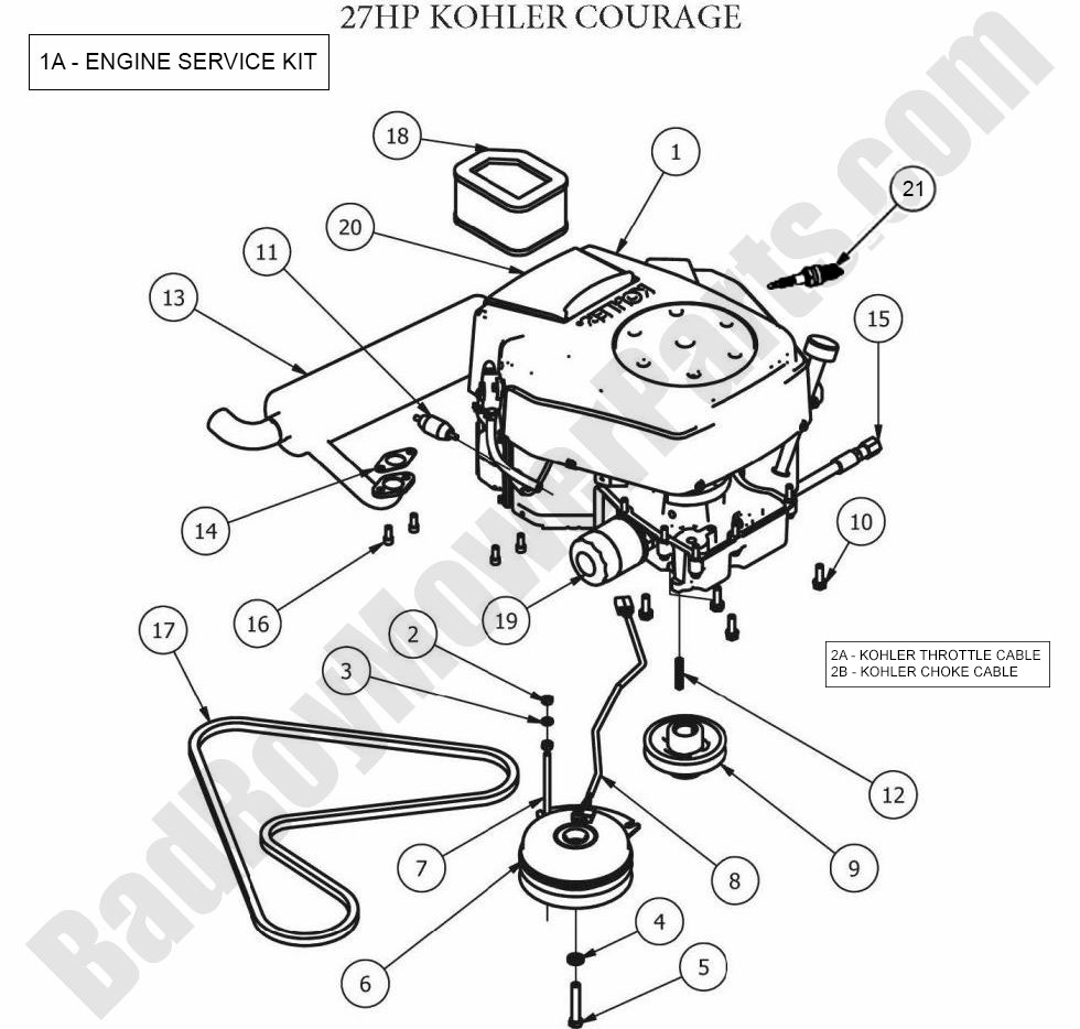 775 - Bad Boy Mower Parts Lookup > 2012 > ZT > Engine - Kohler 27HP