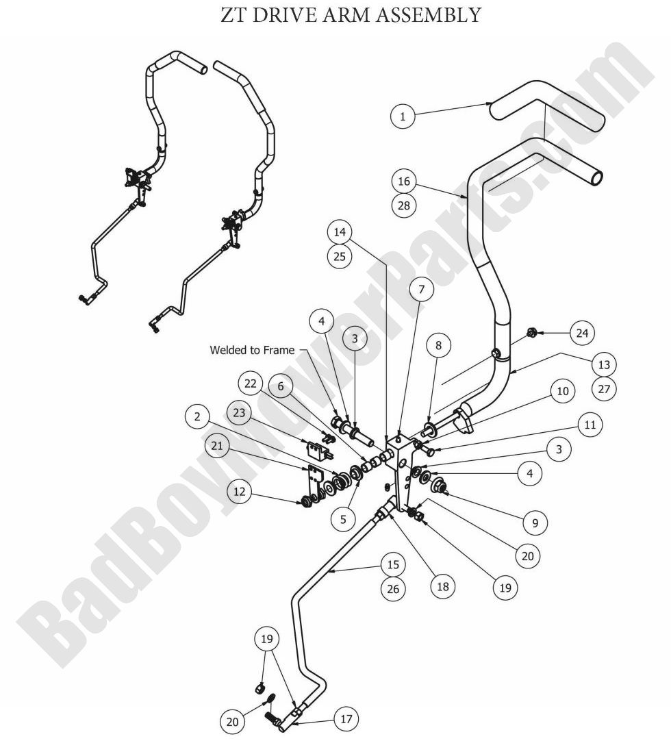 782 - Bad Boy Mower Parts Lookup > 2012 > ZT > Drive Arm Assembly