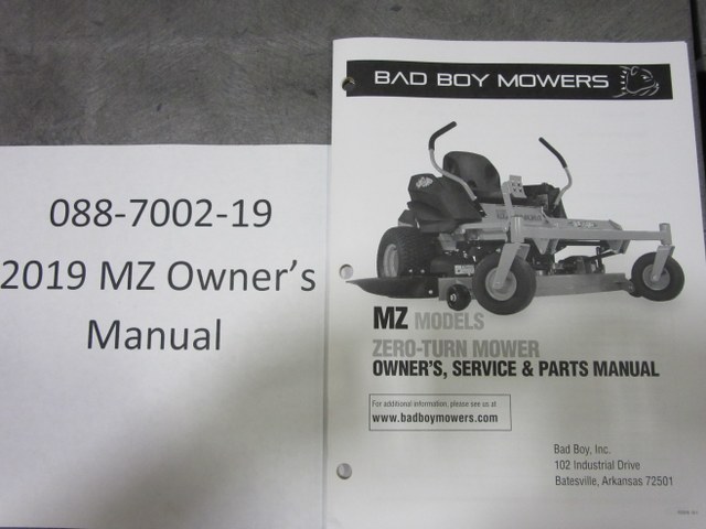 Bad Boy Mower Parts - 088-7002-19 - 2019 MZ Owner's Manual