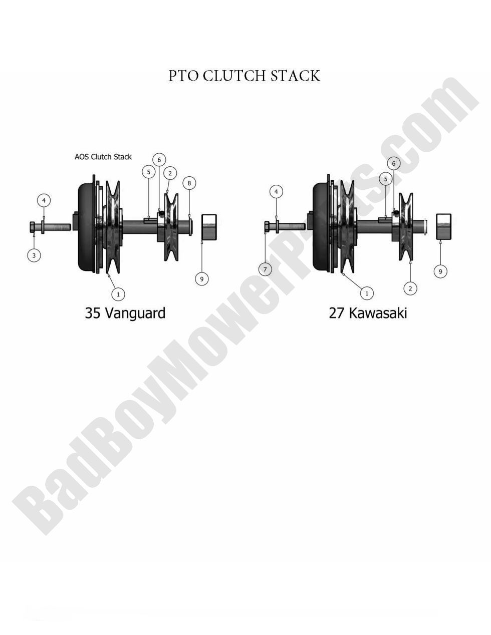 Bad Boy Parts Lookup 2010 AOS PTO Clutch Stack