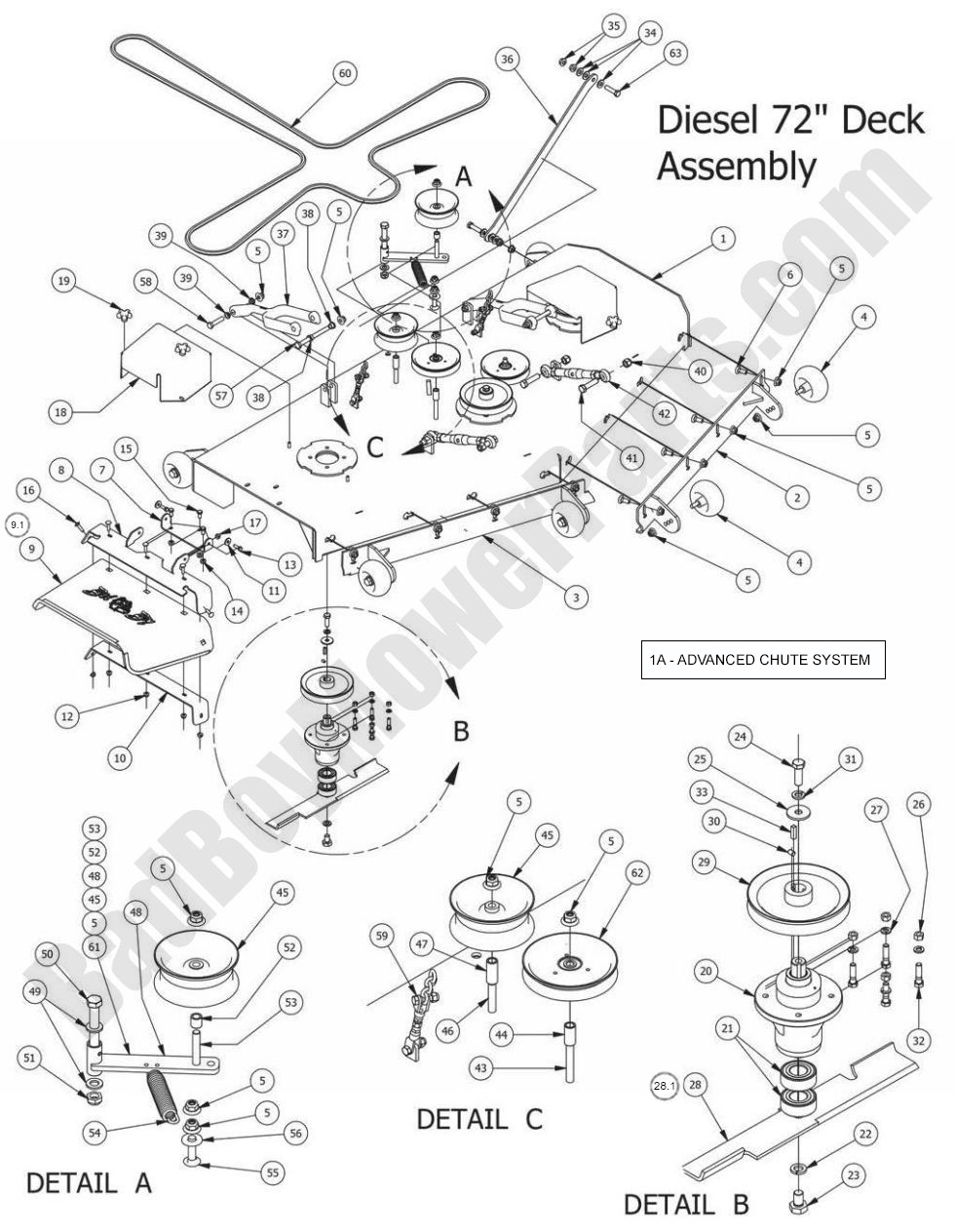 2014 Diesels 72" Deck Assembly