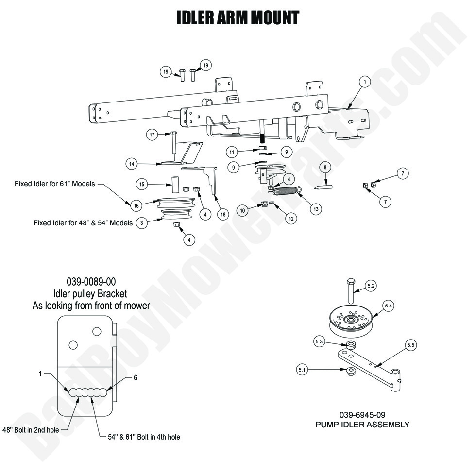 View of Bad Boy Mower Parts Diagram|2024|Revolt |Idler Arm Mount