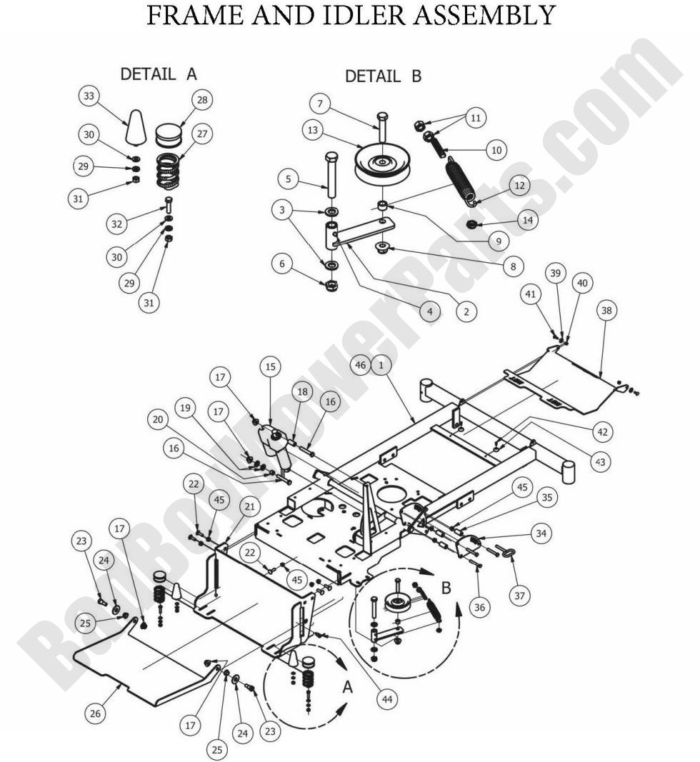 2013 Stand-On - Frame & Idler Assembly