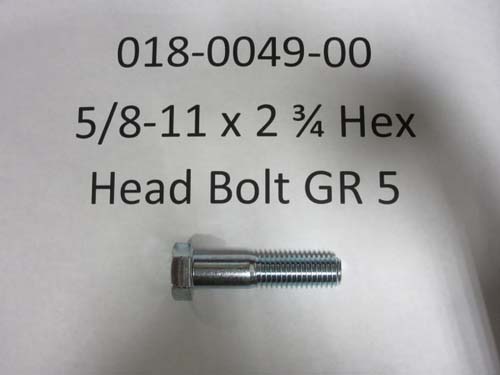 018-0049-00 - 5/8-11 x 2 3/4 Hex Head Bolt
