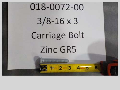 018-0072-00 - 3/8-16 x 3 Carriage Bolt Zinc GR5