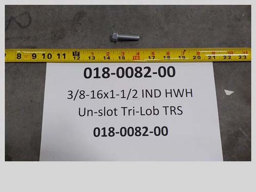 018-0082-00 - 3/8-16 x 1-1/2 IND HWH Unslot Tri-Lob TR