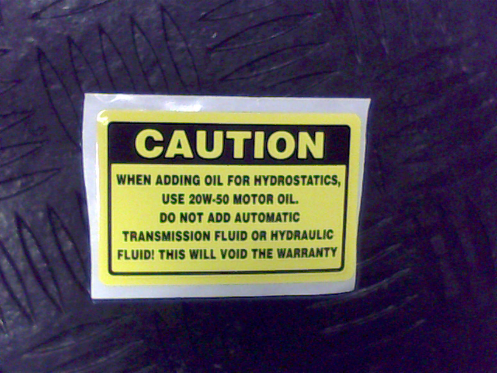 091-1020-00 - Hydraulic Decal (See Models Used On)