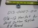 013-0007-00 - 11/16-12 Hex Nut Toplink | Free Shipping Over $100