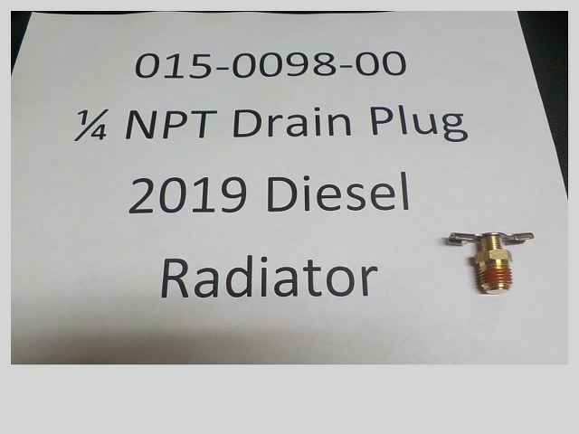 015-0098-00 - 1/4 NPT Drain Plug for the Radiator 2019-2021 Renegade Diesel