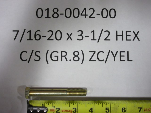 018-0042-00 - 7/16-20 X 3-1/2 HEX C/S (GR.8) ZC/YEL