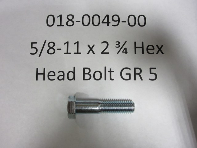 018-0049-00 - 5/8-11 x 2 3/4 Hex Head Bolt GR 5