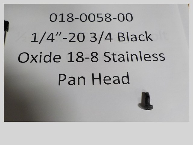 018-0058-00 - 1/4"-20 x 3/4 Black Oxide 18-8 Stainless Pan Head