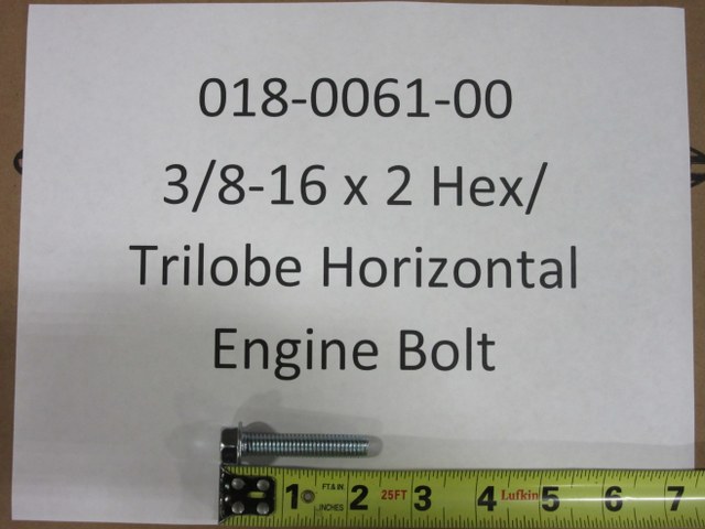 018-0061-00 - 3/8-16 x 2 Hex/ Trilobe Horizontal Engine Bolt