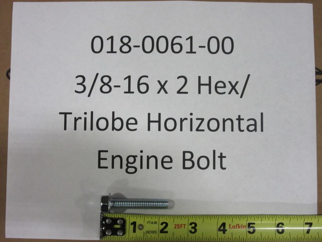 018-0061-00 - 3/8-16 x 2 Hex/ Trilobe Horizontal Engine Bolt