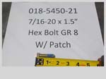 018-5450-21 - 7/16-20 x 1.5" Hex bolt GR 8 w/ Patch