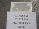 091-0383-00 - 2017 ZT 747cc Back Plate Decal